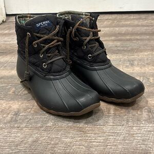 Sperry Women’s Topsider Saltwater Quilted Duck Boots Size 6.5M Black Waterproof